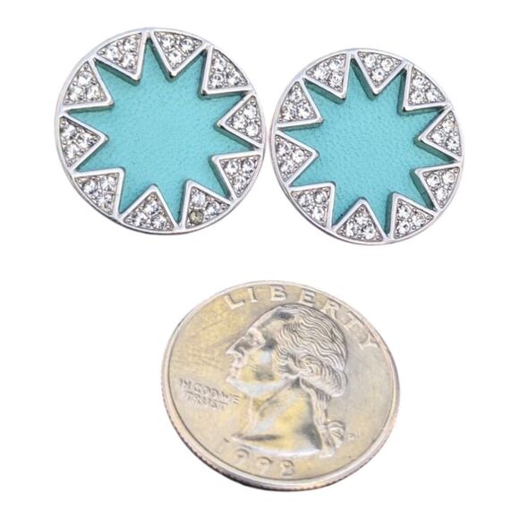 House of Harlow Sky Blue Sunburst Rhinestone Stud Earrings - Picture 4 of 4